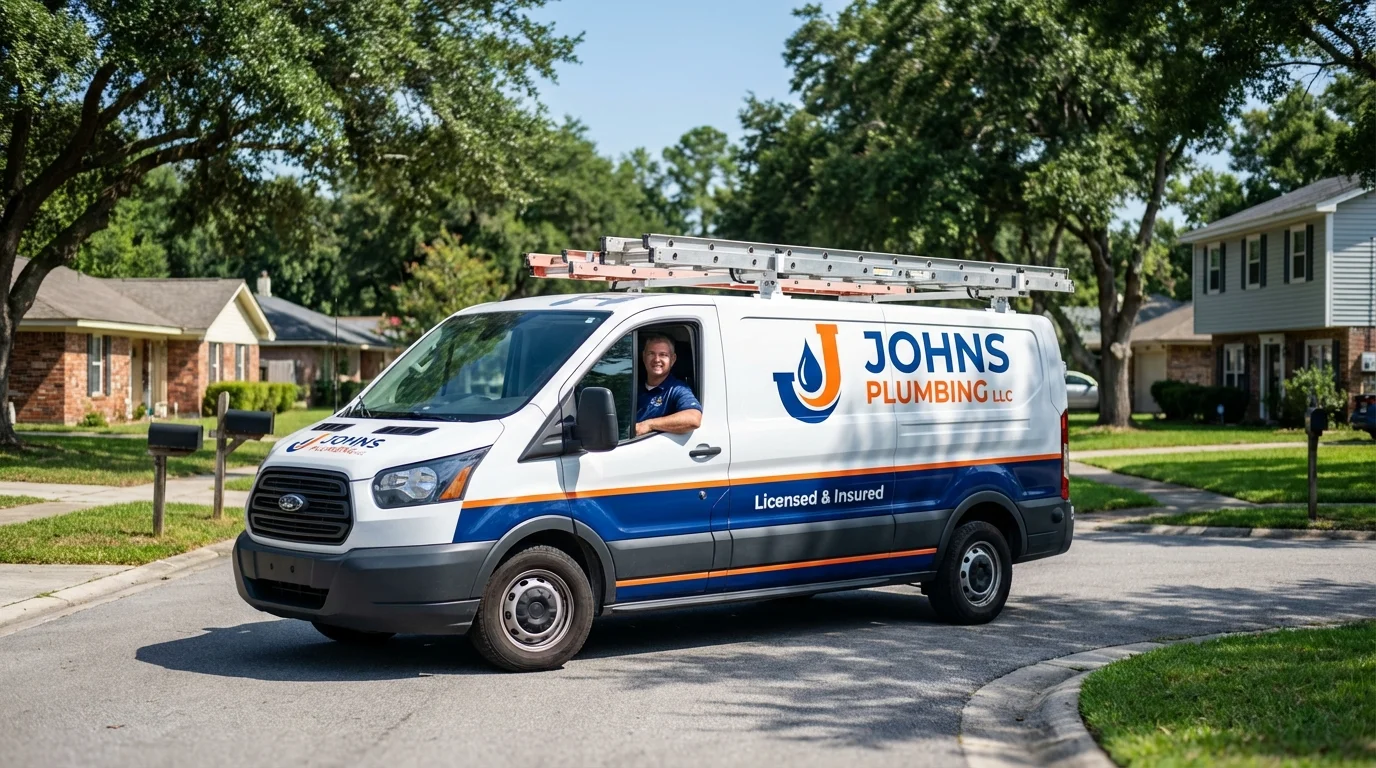 Johns Plumbing LLC service van in Lake Mills, WI