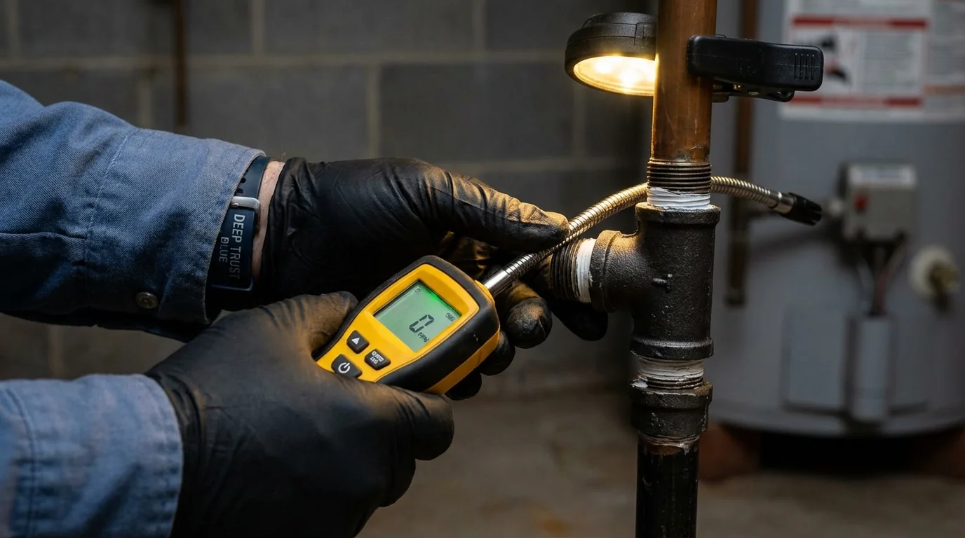 Gas leak detection with electronic sniffer by Johns Plumbing LLC in Lake Mills